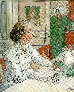 Carl Larsson min aldsta dotter- suzanne med mjolk och bok oil painting reproduction